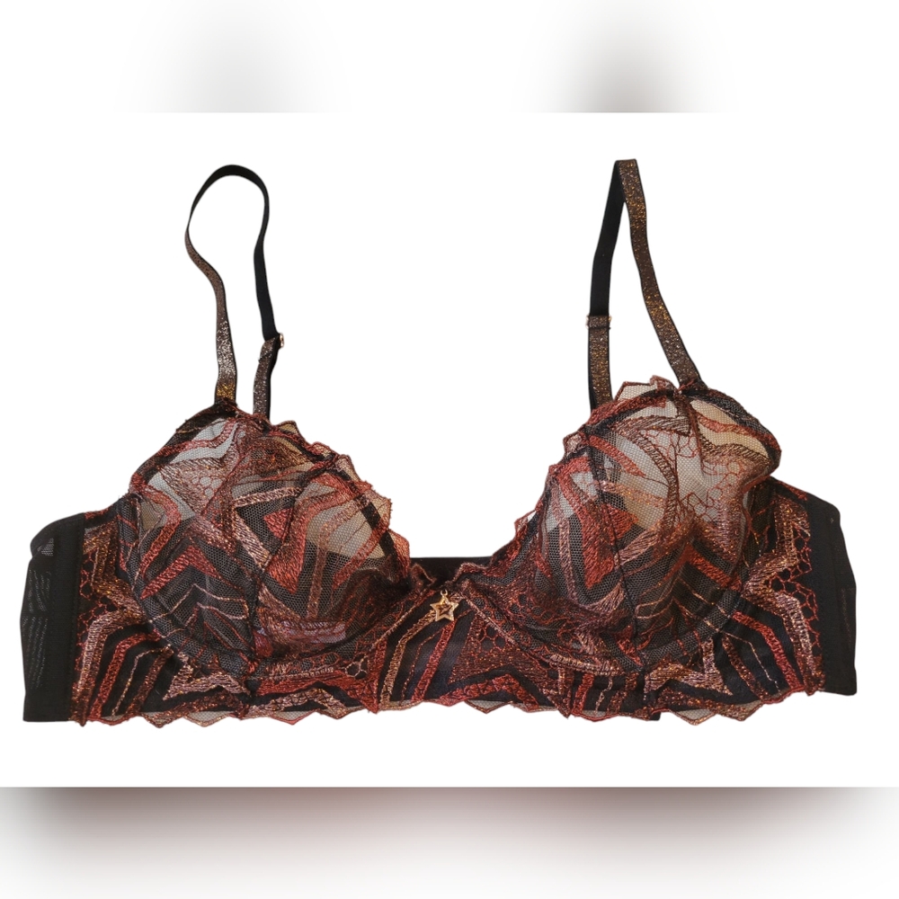Savage Fenty Shining Star Embroidered Unlined Demi Bra 34B Rihanna